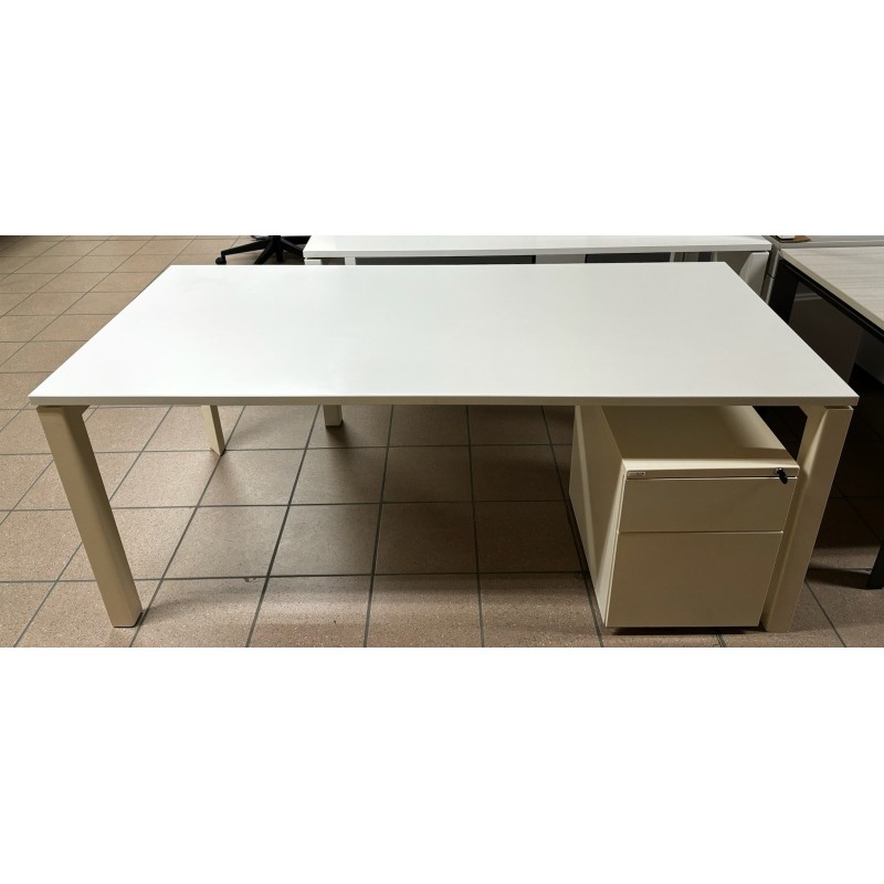 Bureau 160 cm blanc / beige