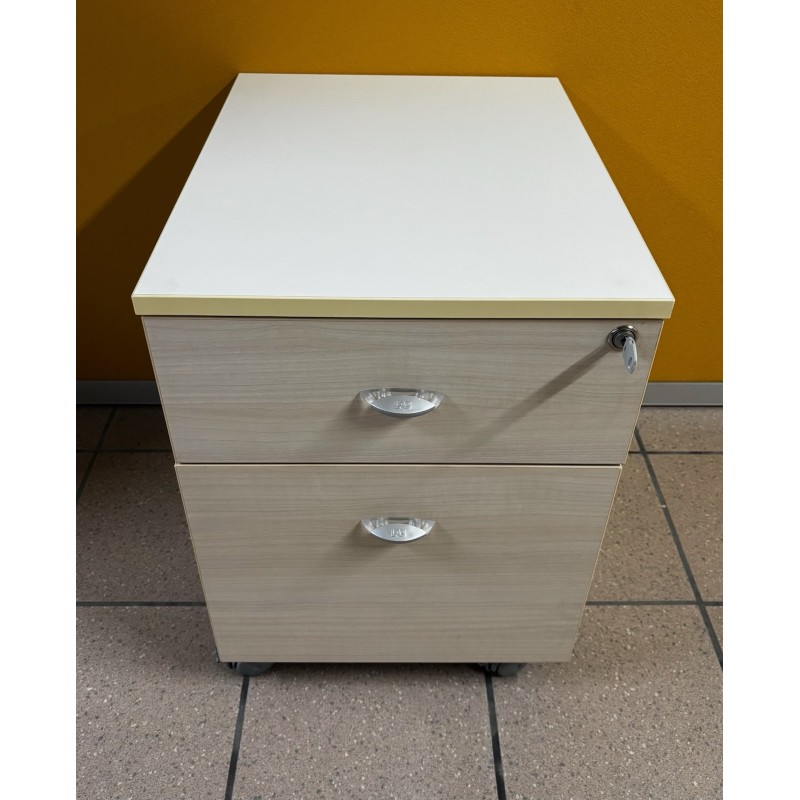 Caisson a roulettes blanc / acacia