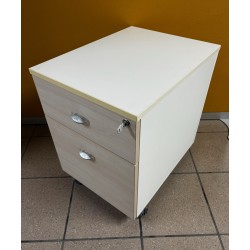 Caisson a roulettes blanc / acacia